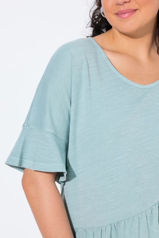 Asymmetric Flounce Panel Short Sleeve Tee