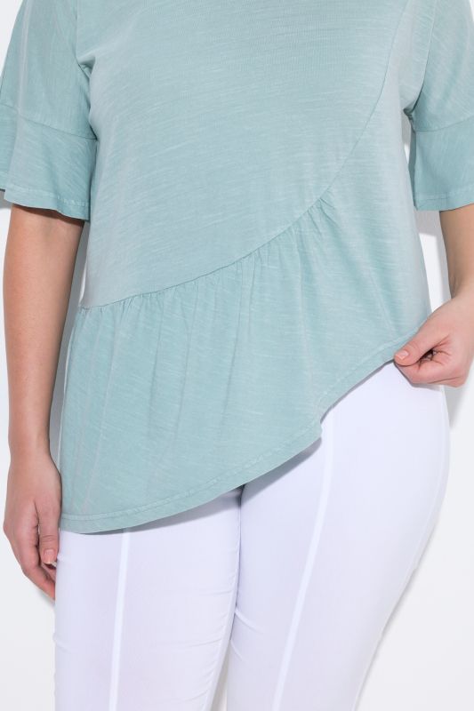 Asymmetric Flounce Panel Short Sleeve Tee