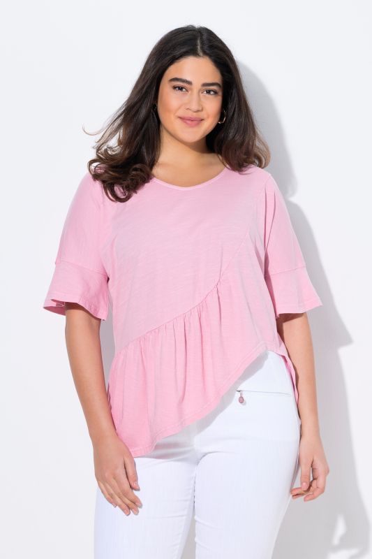 Asymmetric Flounce Panel Short Sleeve Tee