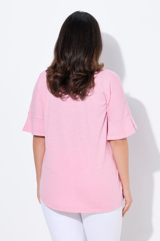 Asymmetric Flounce Panel Short Sleeve Tee