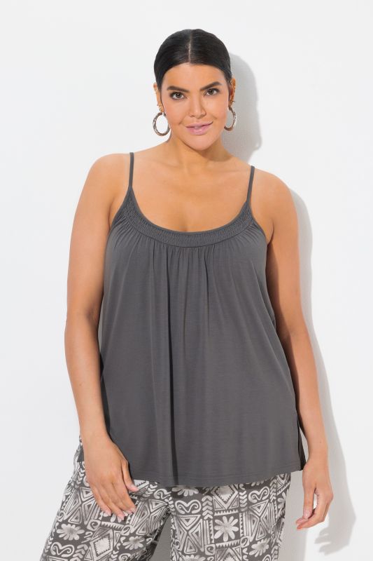 Smocked Neck Spaghetti Strap Tank