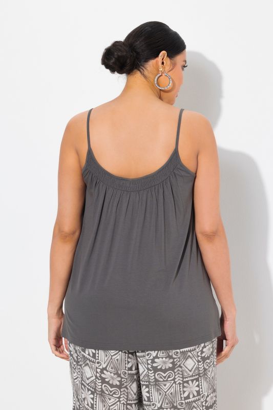 Smocked Neck Spaghetti Strap Tank