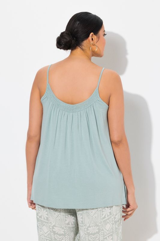 Smocked Neck Spaghetti Strap Tank