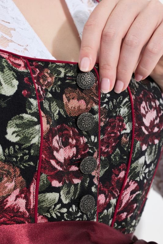 Floral Jacquard Satin Apron Dirndl