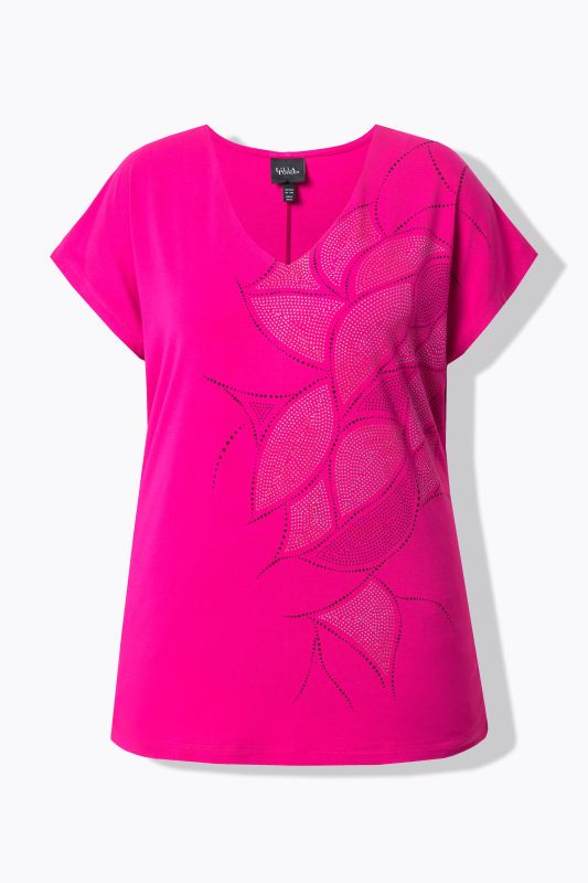 Rhinestone Pattern Cap Sleeve Tee