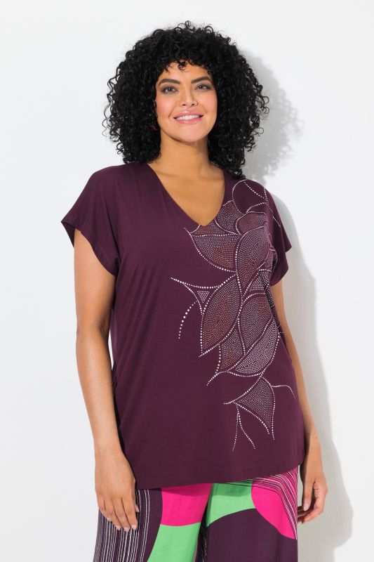 Rhinestone Pattern Cap Sleeve Tee