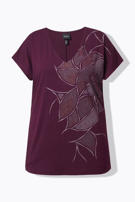 Rhinestone Pattern Cap Sleeve Tee
