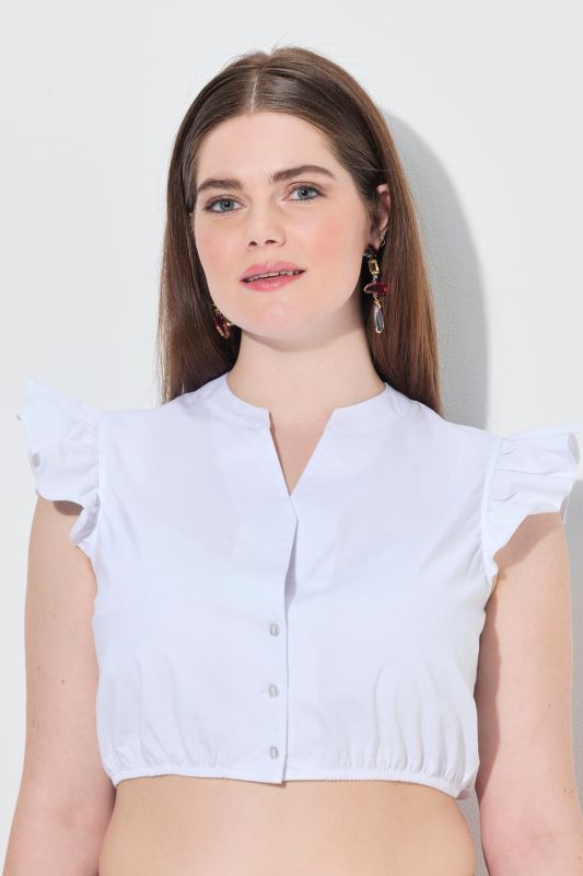 Ruffle Shoulder Button Down Dirndl Blouse