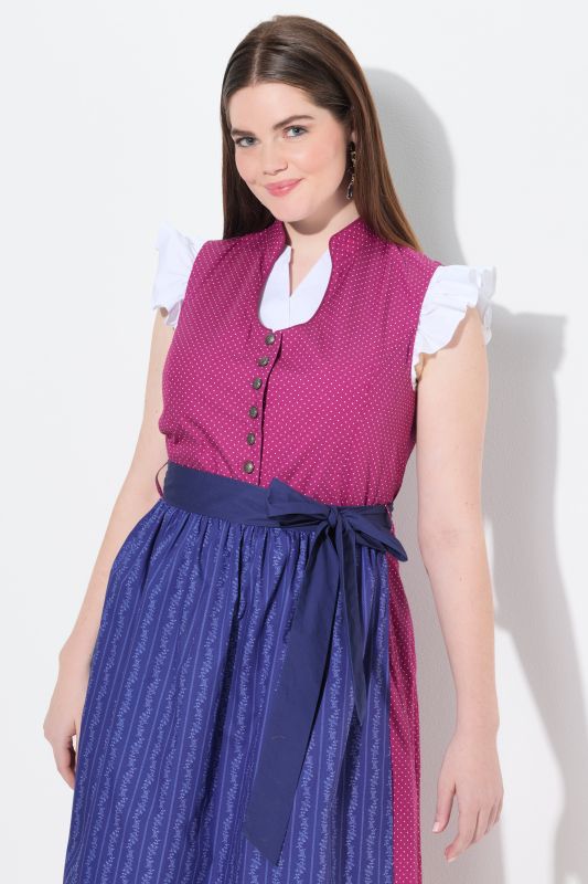 Ruffle Shoulder Button Down Dirndl Blouse