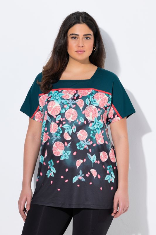 Quick Drying Short Sleeve Pomegranate Print Tee