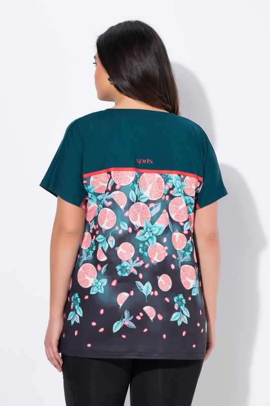 Quick Drying Short Sleeve Pomegranate Print Tee