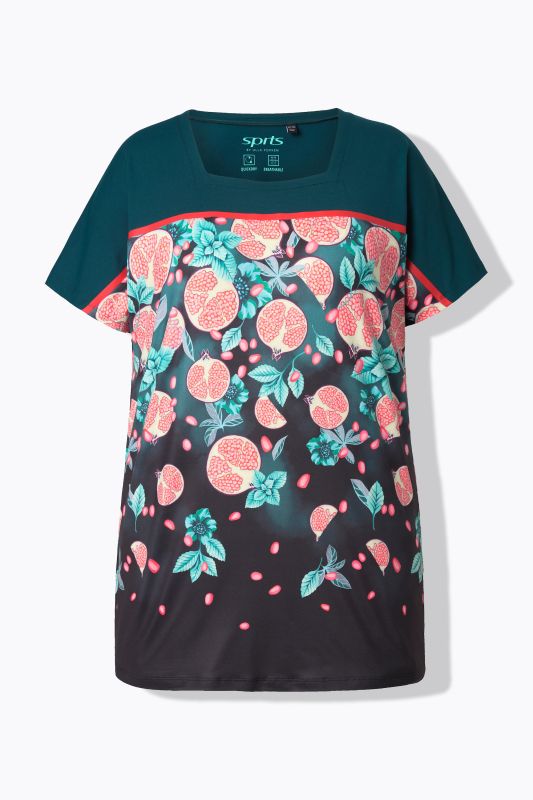 Quick Drying Short Sleeve Pomegranate Print Tee