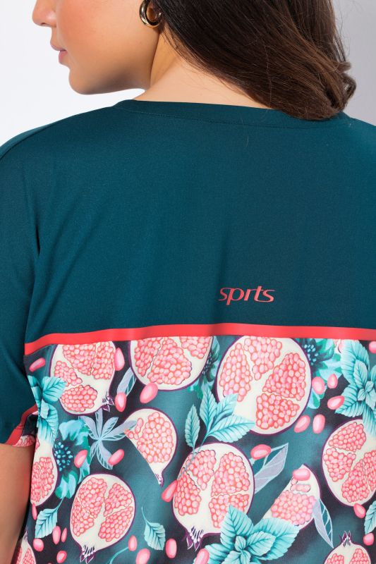 Quick Drying Short Sleeve Pomegranate Print Tee