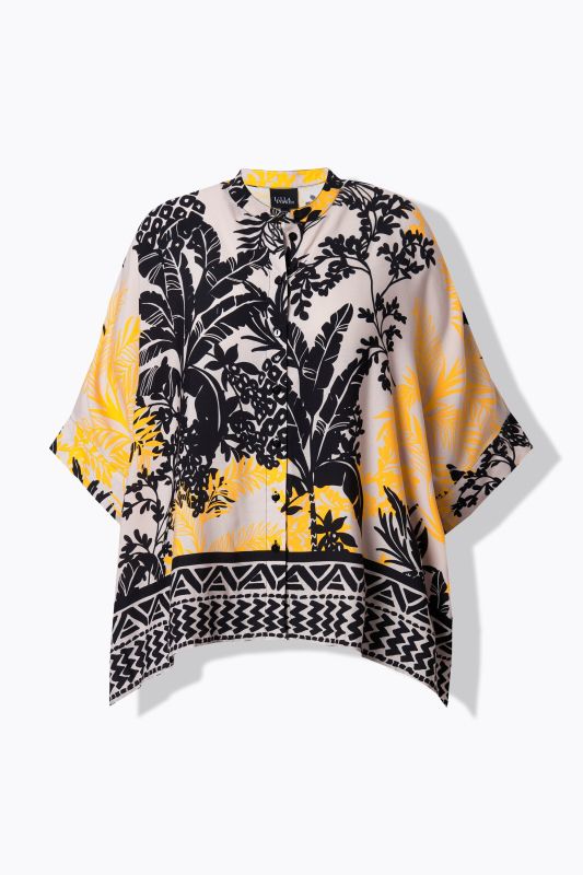 Tropical Foliage Print Oversized Blouse