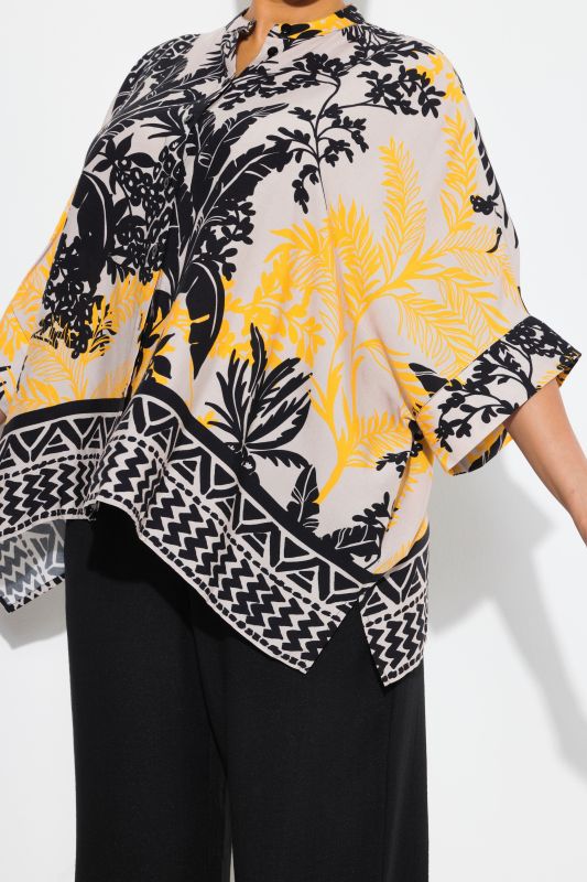 Tropical Foliage Print Oversized Blouse