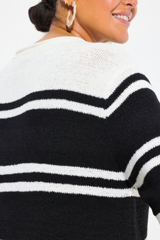 Striped 3/4 Sleeve Sweater