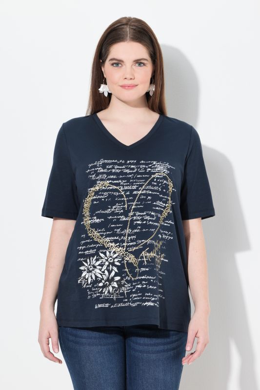 Graphic Lettering Short Sleeve Rhinestone Tee
