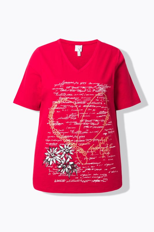 Graphic Lettering Short Sleeve Rhinestone Tee