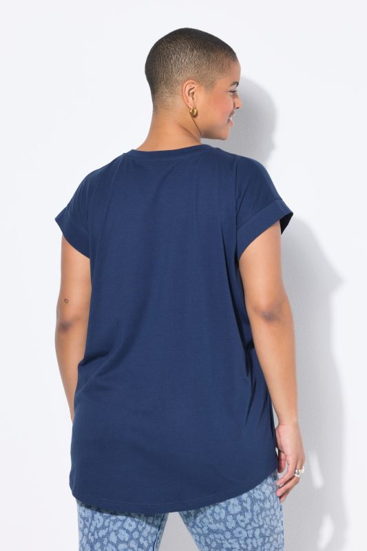 Cap Sleeve Rounded Hem Tunic Tee