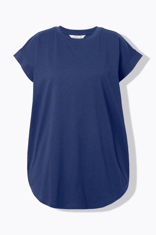 Cap Sleeve Rounded Hem Tunic Tee
