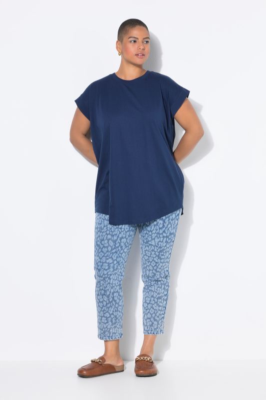 Cap Sleeve Rounded Hem Tunic Tee