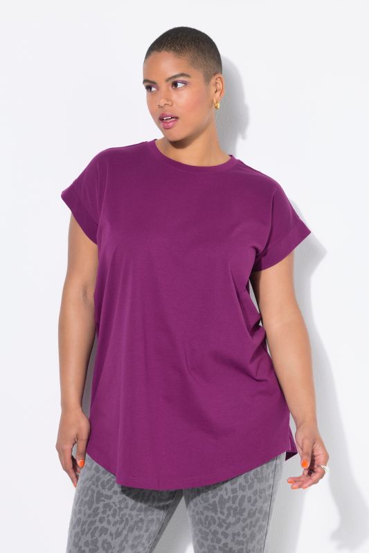 Cap Sleeve Rounded Hem Tunic Tee