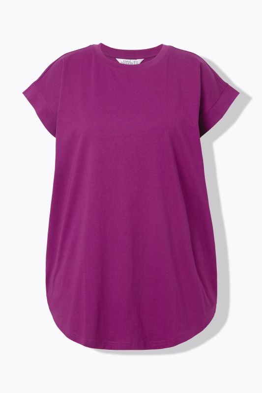 Cap Sleeve Rounded Hem Tunic Tee