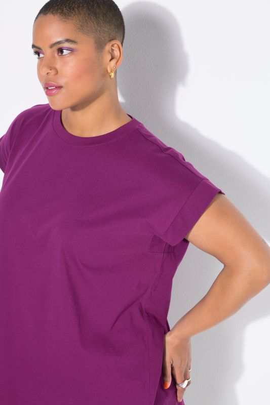 Cap Sleeve Rounded Hem Tunic Tee