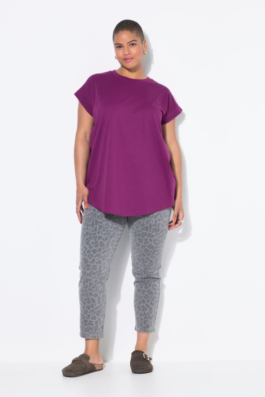 Cap Sleeve Rounded Hem Tunic Tee