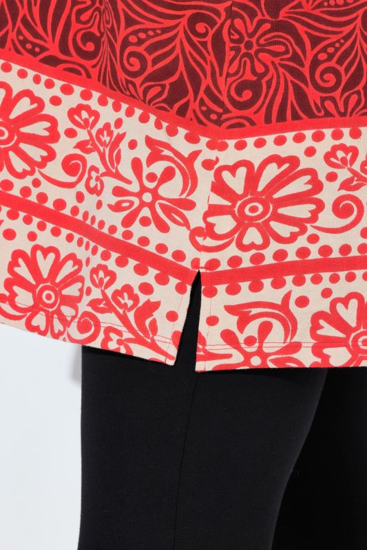 Leaf Print Knit A-Line Tunic