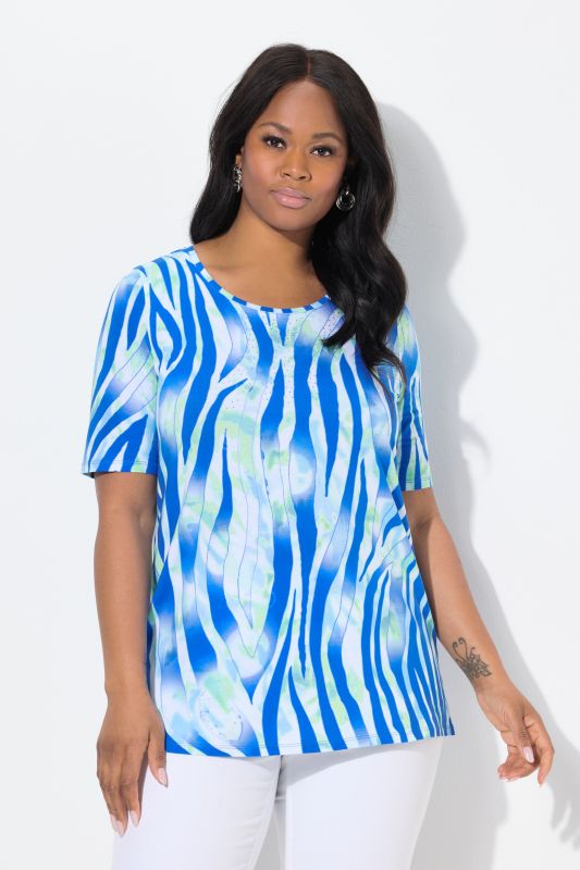 Colorful Zebra Print Short Sleeve Blouse