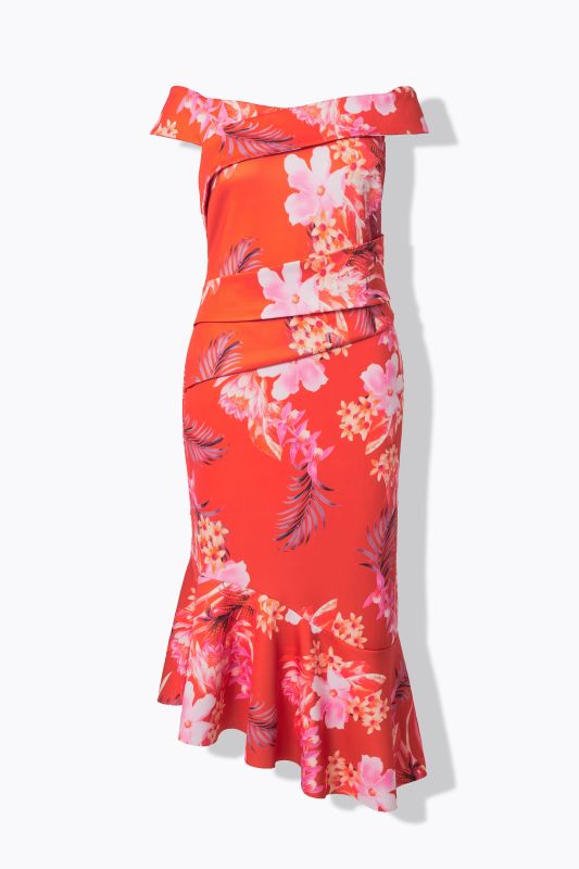 Tropical Flower Scuba Knit Dress