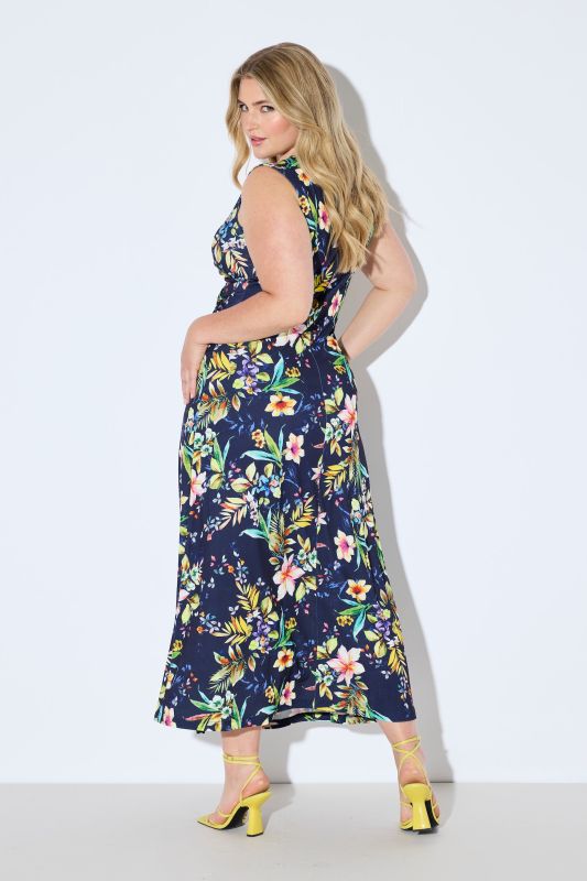 Floral Sleeveless Draped Maxi Dress