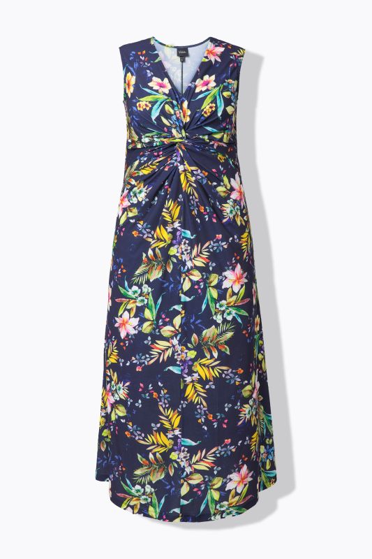 Floral Sleeveless Draped Maxi Dress