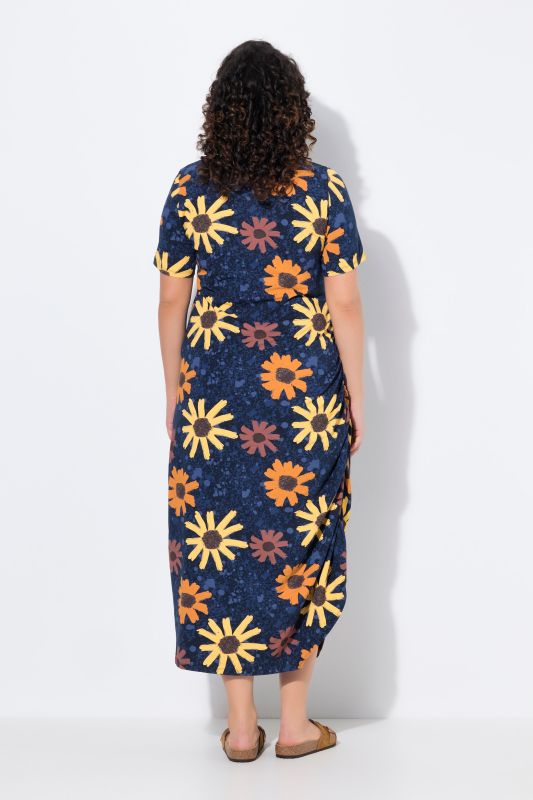 Eco Cotton Sunflower Print Asymmetric Hem Dress
