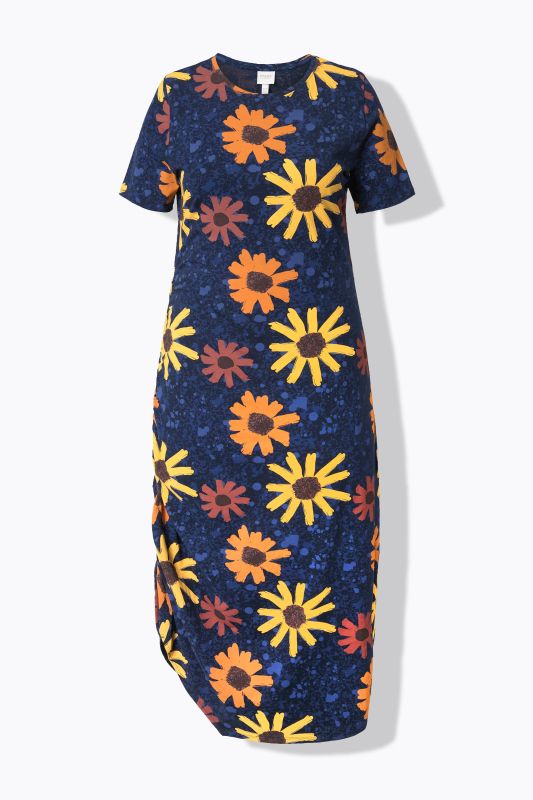 Eco Cotton Sunflower Print Asymmetric Hem Dress