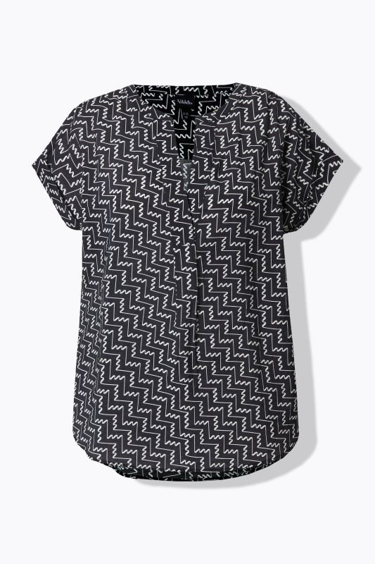 Zigzag Print Cap Sleeve Blouse