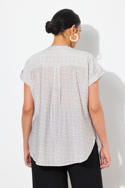 Zigzag Print Cap Sleeve Blouse
