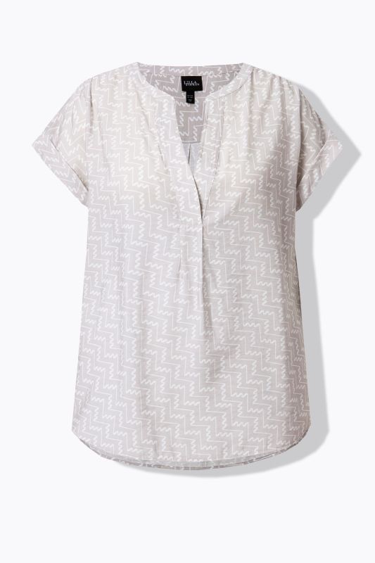 Zigzag Print Cap Sleeve Blouse