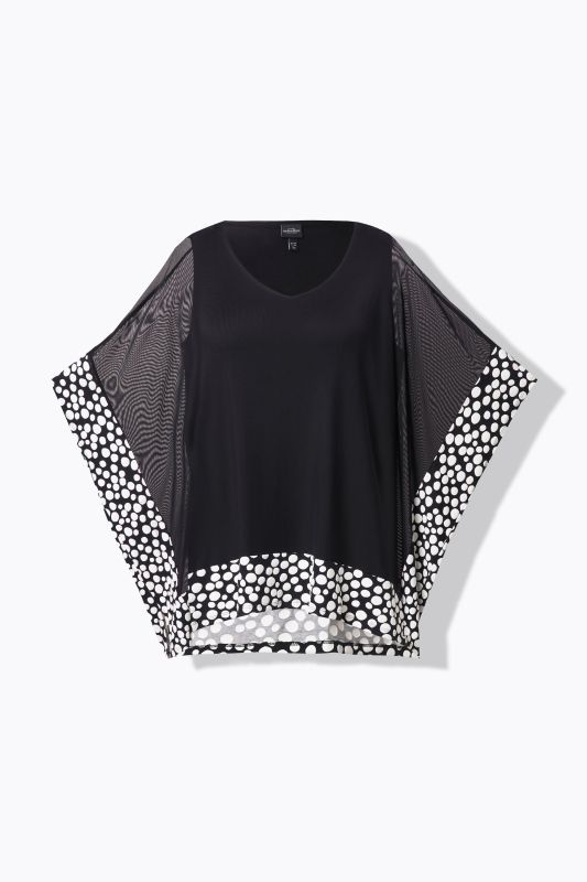 Polka Dot Trim Layered Chiffon Blouse