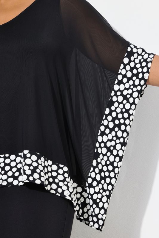 Polka Dot Trim Layered Chiffon Blouse