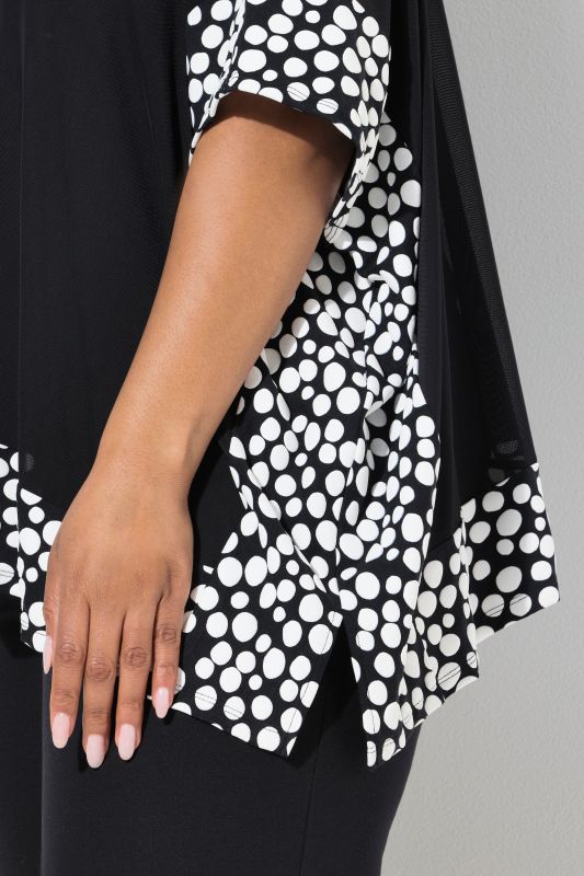 Polka Dot Trim Layered Chiffon Blouse