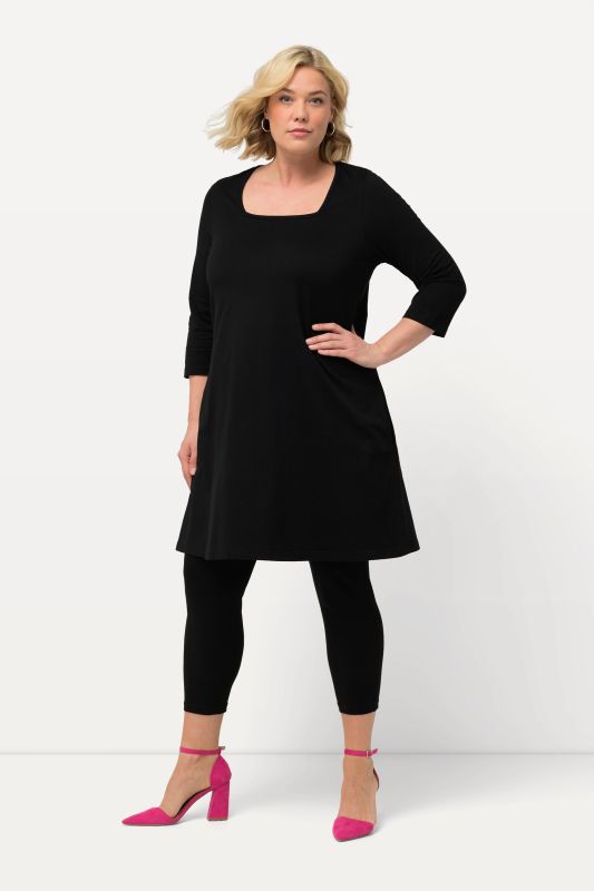 Square Neckline Knit Swing A-line Pocket Tunic
