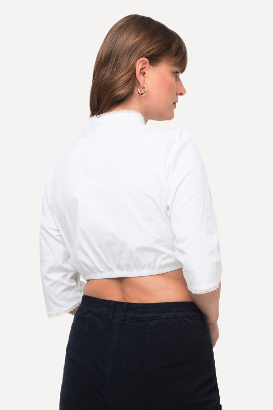 Cropped Collared 3/4 Sleeve Dirndl Blouse