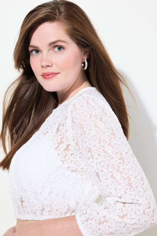 Stretch Lace 3/4 Sleeve Dirndl Blouse