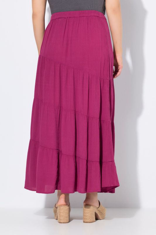 Tiered Flounce Panel Elastic Waist Maxi Skirt