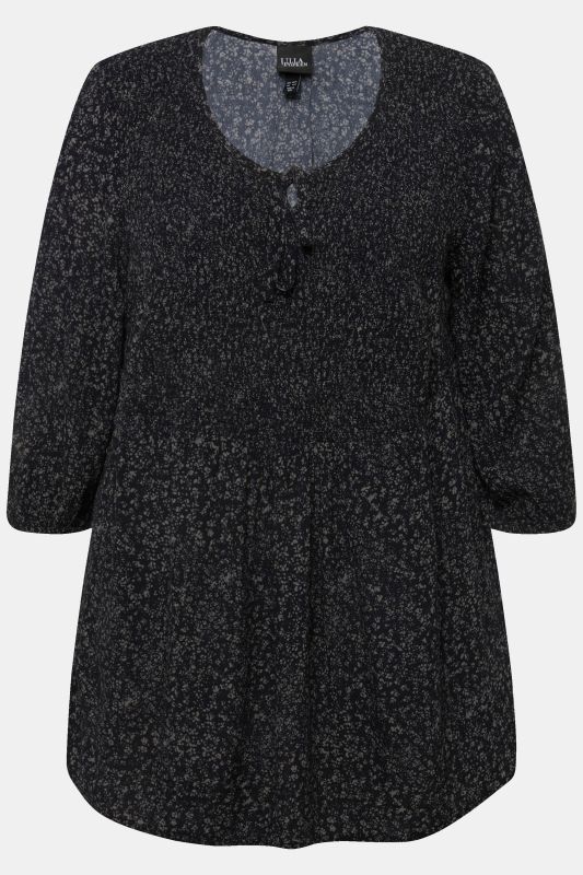 Polka Dot 3/4 Sleeve Smocked Blouse
