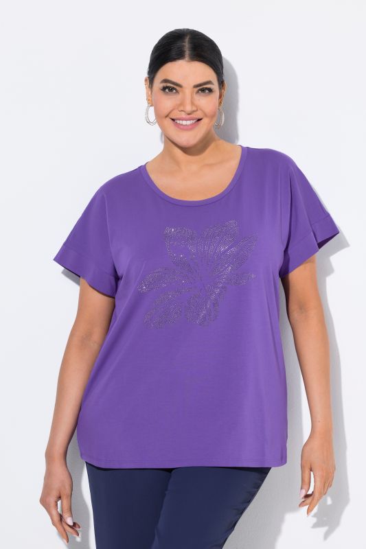 Rhinestone Flower Short Sleeve Tee