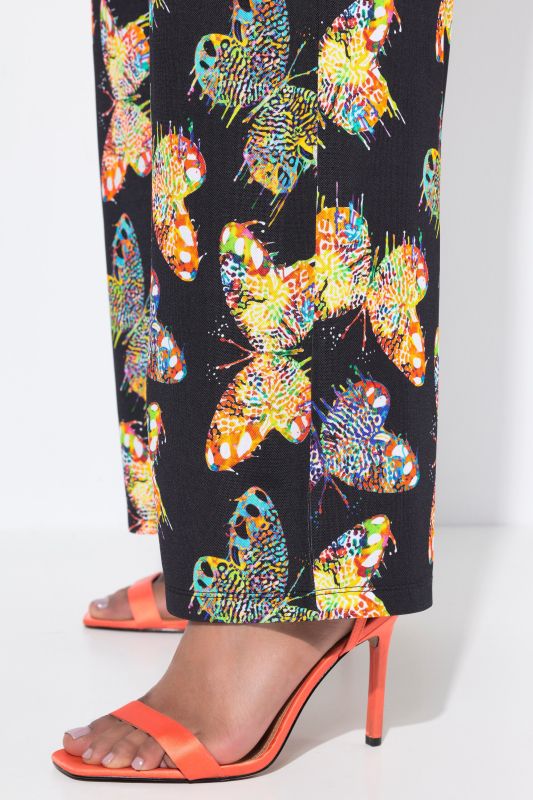 Butterfly Print Elastic Waist Slinky Pants