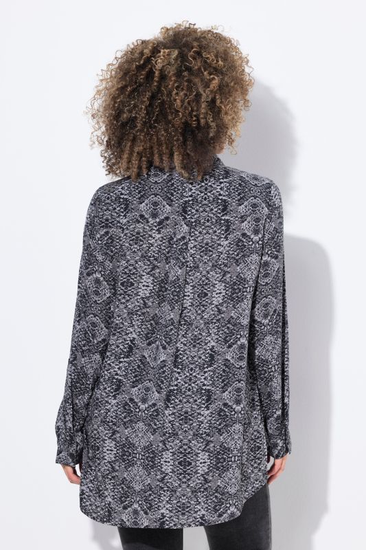 Snake Print Long Sleeve Button Down Blouse